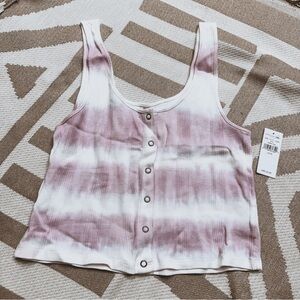 AE purple and white ribbed snap front tank M